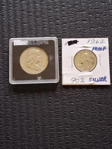Proof 1958 Franklins Half Dollar- & Proof 1962 Washington Quarter