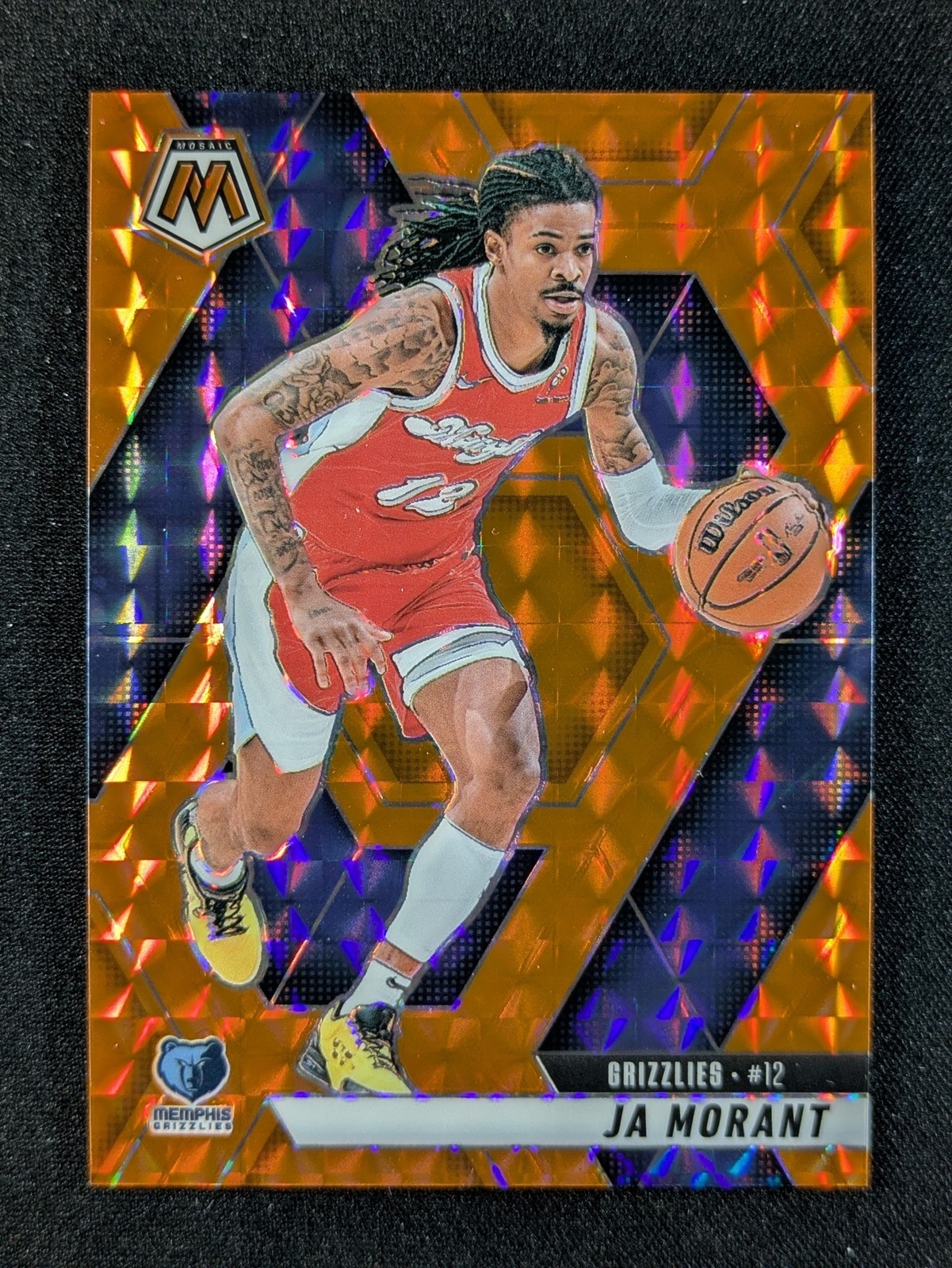 2024-25 Panini Mosaic JA MORANT 154/249 Orange Prizm Memphis Grizzlies #195