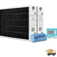 Lennox X6672 16x25x5 MERV 16 Carbon Air Filter 2-Pack with Cleaning Cloth