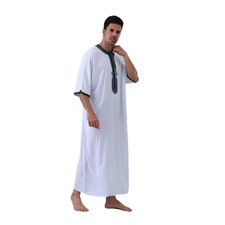 Arab Men Long Robe Muslim Casual Embroidery Jubba Dishdasha Saudi Kaftan Dubai