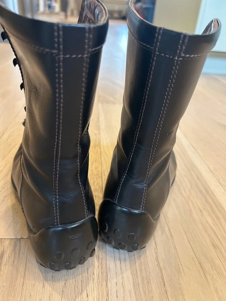 Botas Tod's Mujer, Cuero Negro Con Cordones de Conducción Negras Talla 37.5 (Talla UE) Foto 3 de 4