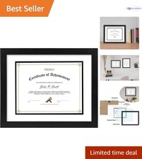 11x14 Diploma Frame for 8.5x11 Certificates Double Mat Real Glass Wall Mount ...