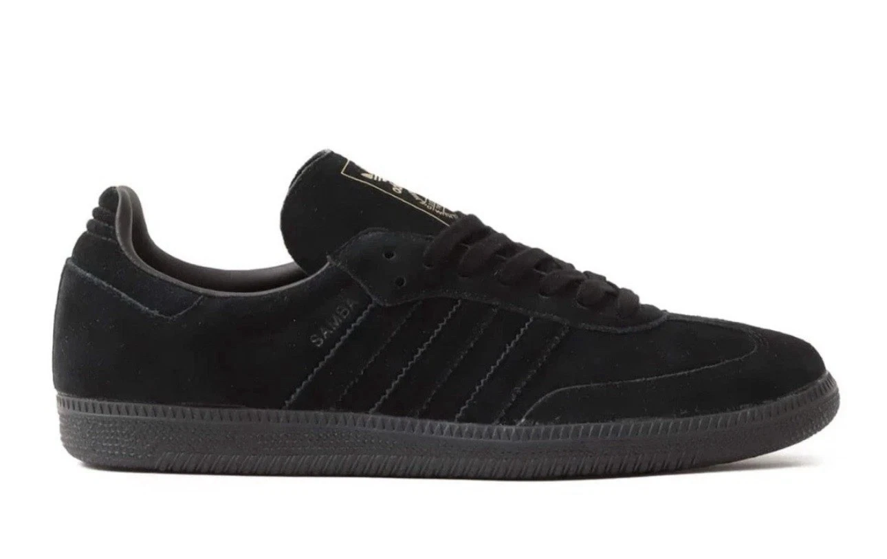 Adidas Men's Samba OG Core Black Metallic Gold Suede Shoes JR0887 NEW