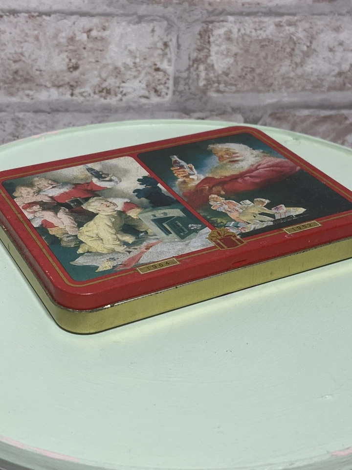 Coca Cola Christmas Santa Playing Cards Tin NEW Nostalgia Coke 1996 Double Deck - Image 2 of 4