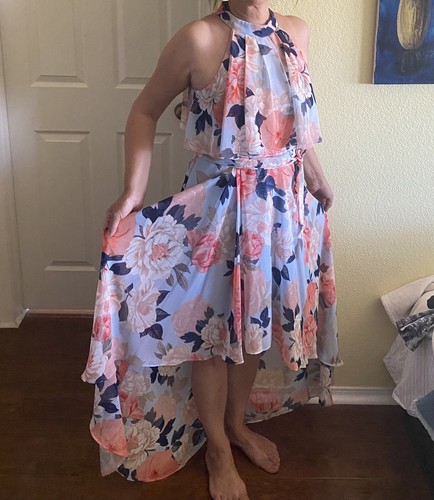 Eliza J flower floral blue dress size 4 