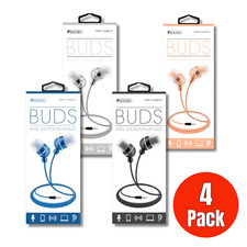  4 Pack Sentry Stereo Noise Isolation Earbuds, 3.5mm Plug, 4' Cord