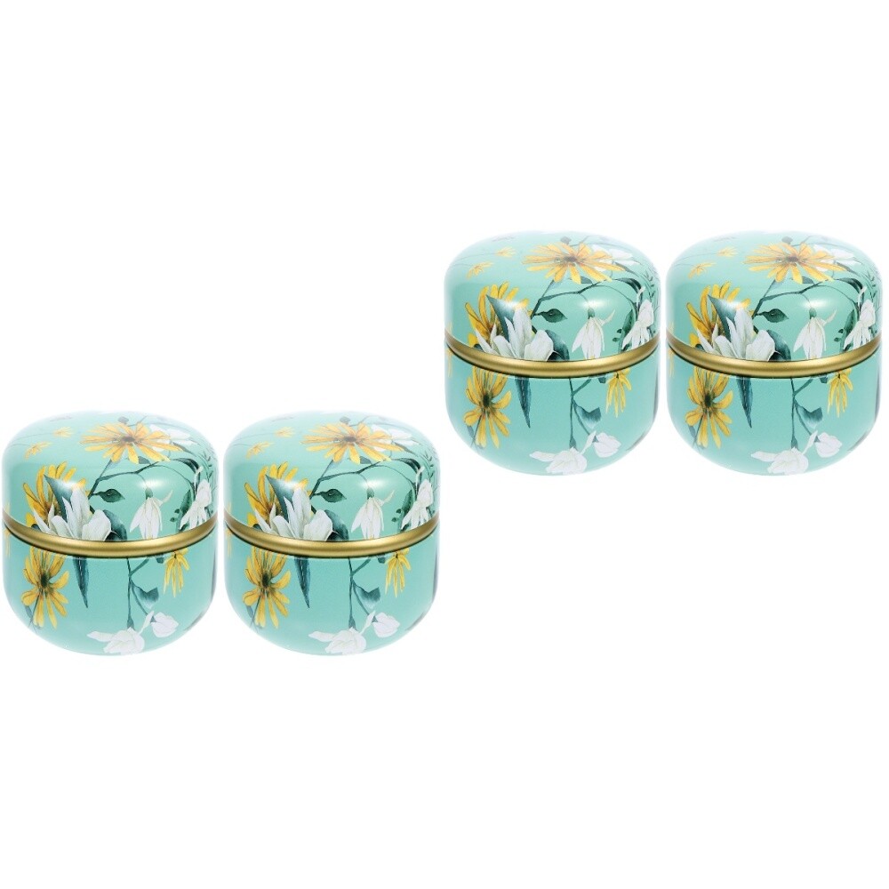 4 Pcs Tinplate Tea Can Tea Storage Jars Japanese Tea Storage Tin Empty