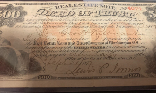 1877 500 DOLLAR REAL ESTATE NOTE DEED OF TRUST SIGNED 3 TIMES OBSOLETE NOTE - Picture 7 of 7
