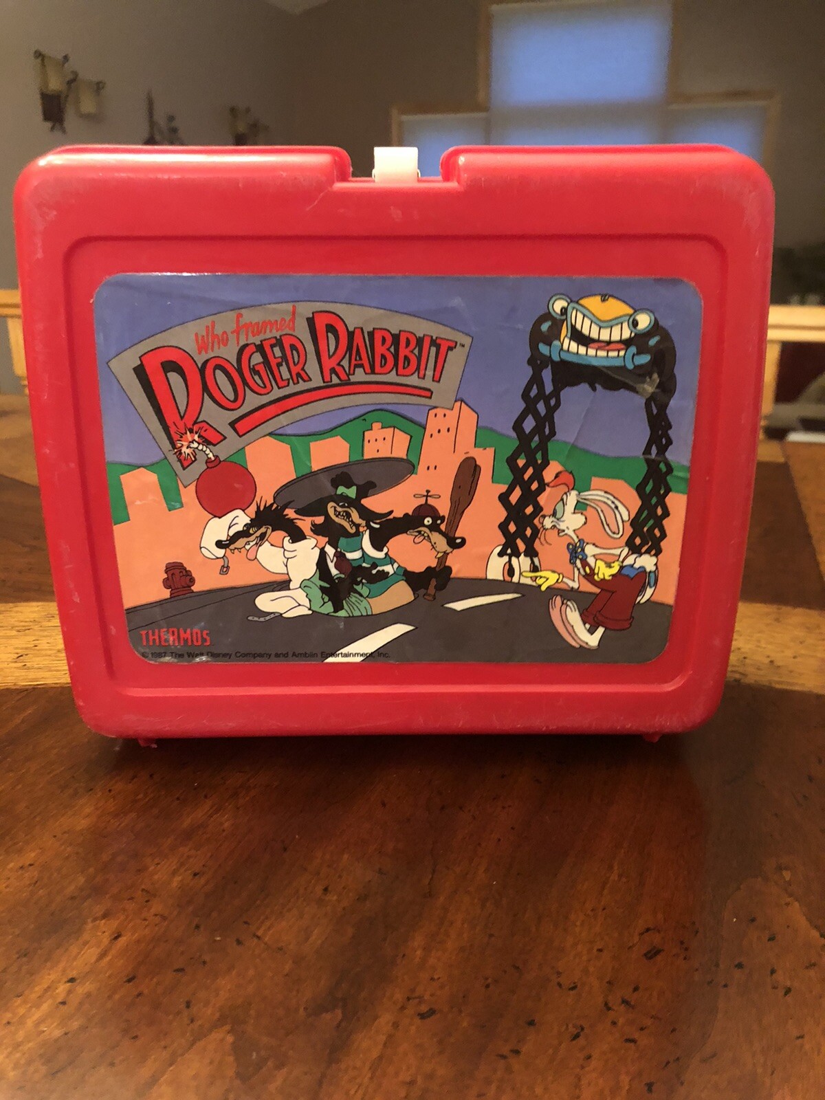 Red Plastic 1987 “Roger Rabbit” Lunchbox W/Thermos | eBay