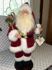 Linens n Things Fabric and Resin Santa Claus Figurine with Tag-17”