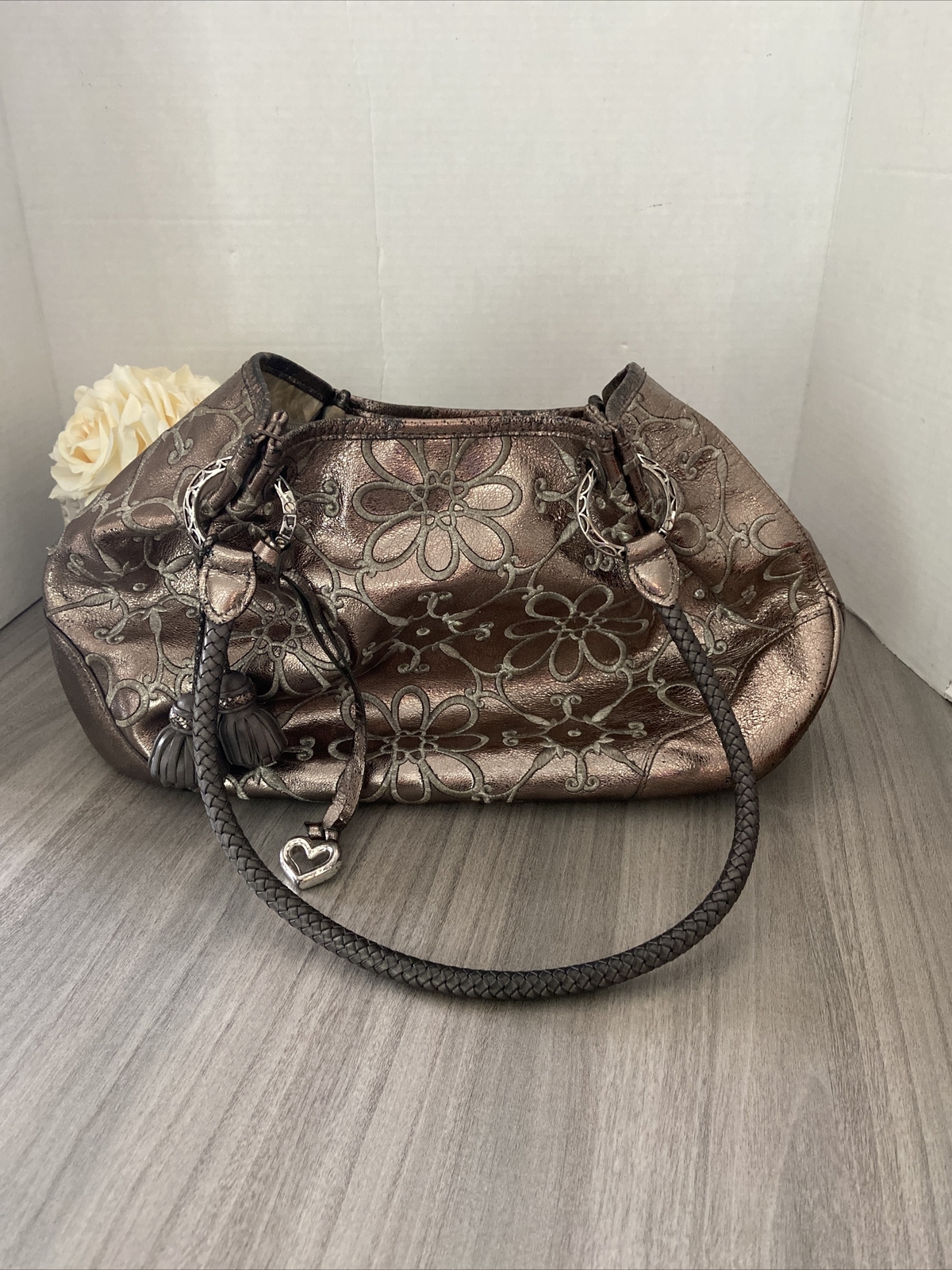 Brighton Handbag Gold Floral Shoulder Bag