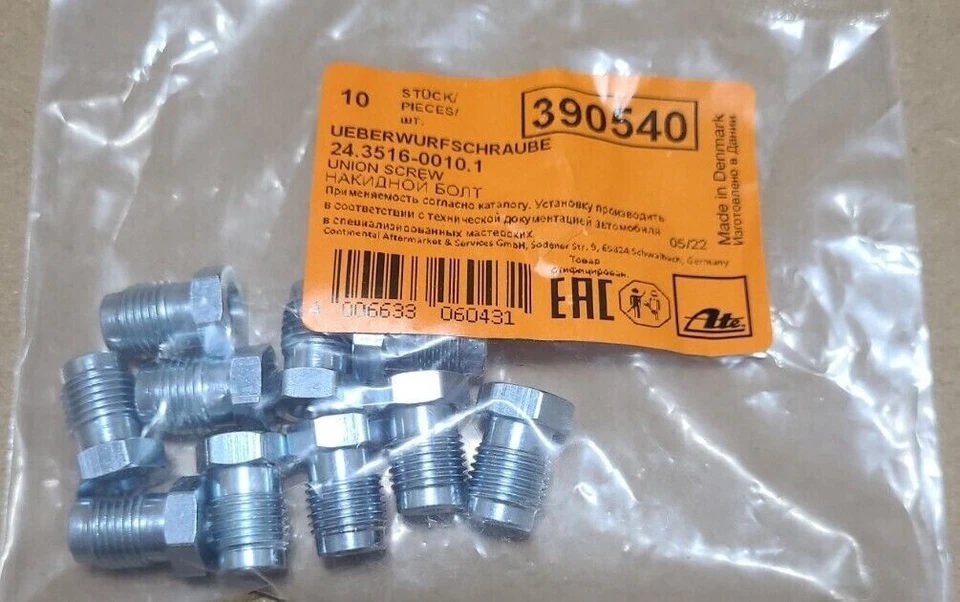 10x ATE Bördel F M10x1 Bremsleitung Überwurfmutter Fitting Verschlusschraube - Bild 1 von 1