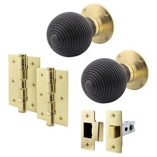 Beehive Wooden Door Knobs Internal Latch Bathroom Key Ebony / Rosewood Timber