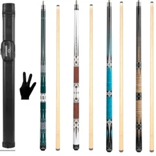 57" 2-Piece Maple Wood Billiard Pool Cue Sticks-18 19 20 21oz with Free Bag