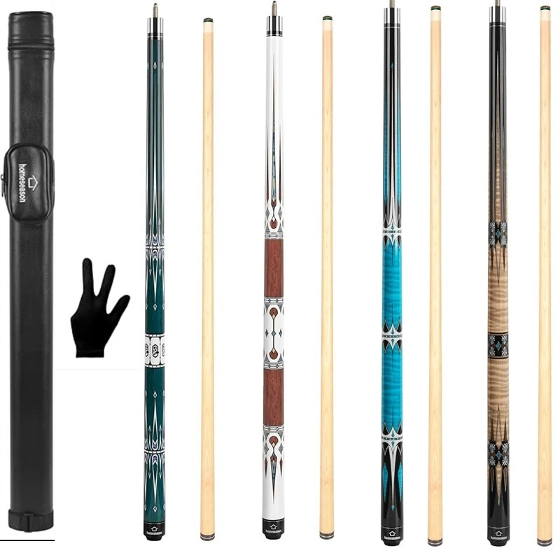 HOMESEASON 57" 2-Piece Maple Wood Billiard Pool Cue Sticks-18 19 20 21oz with Free Bag