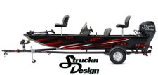Red Black Spotted Pattern Grey Design Wrap Fishing Bass Boat Vinyl Decal USA