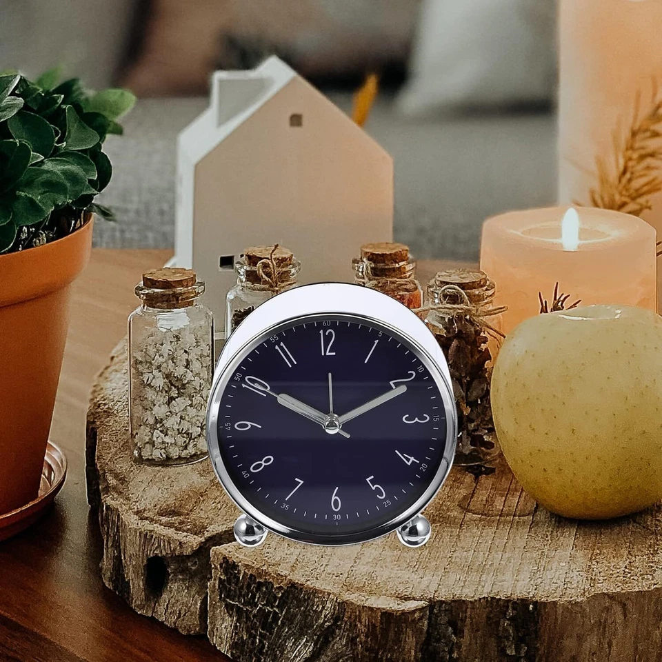 Analog Alarm Clock 4 Inch Round Non Ticking Battery Operated Silent Snooze Clock - image 2 of 4