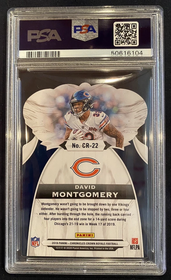 2019 Panini Chronicles Crown Royale Red David Montgomery RC PSA Mint 9 50616104 - Image 2 of 2