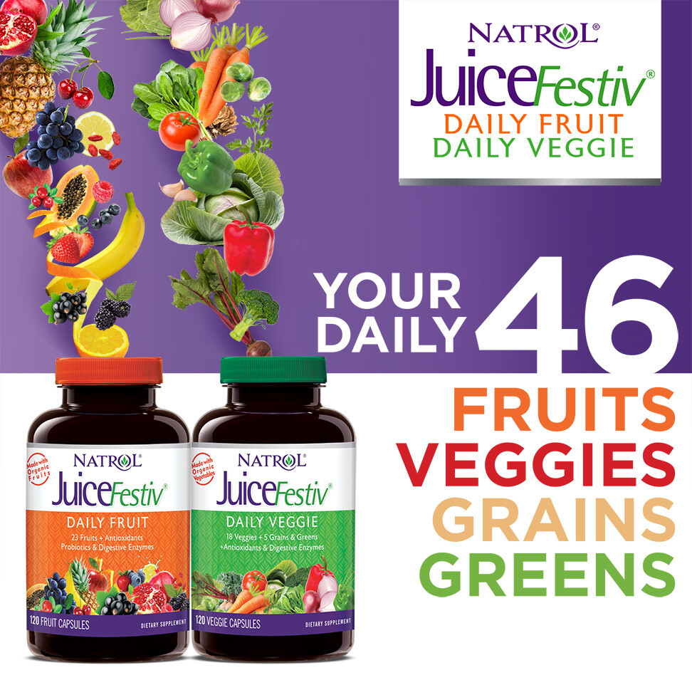 Natrol JuiceFestiv Daily Fruit & Veggie Capsules 240 Ct FREE SHIPPING