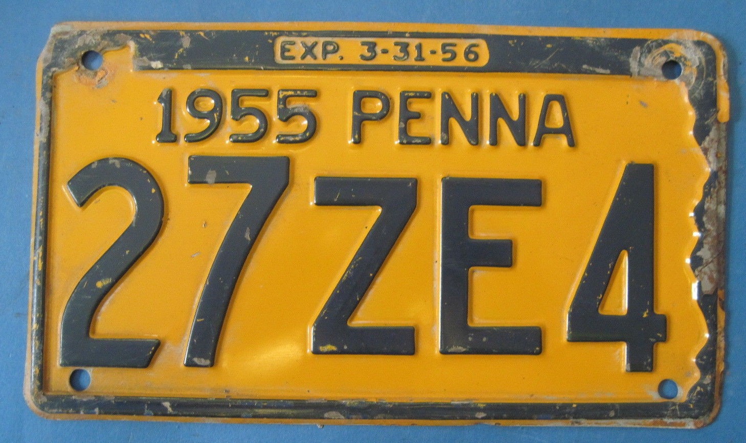 Vintage 1955 Pennsylvania License Plate RARE New Car Dealer License
