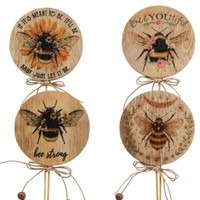 Holz Blumenstecker Biene Deko Mit Spruch 7X27,5Cm 12 Stk Garten, 12 StüCk