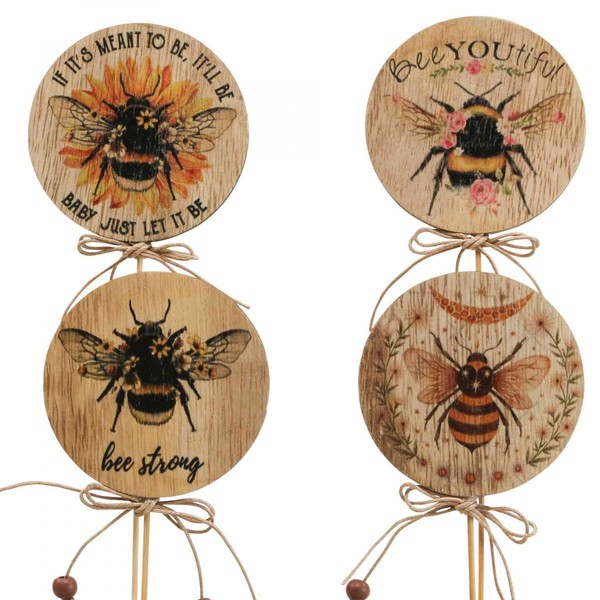 Holz Blumenstecker Biene Deko Mit Spruch 7X27,5Cm 12 Stk Garten, 12 StüCk-image