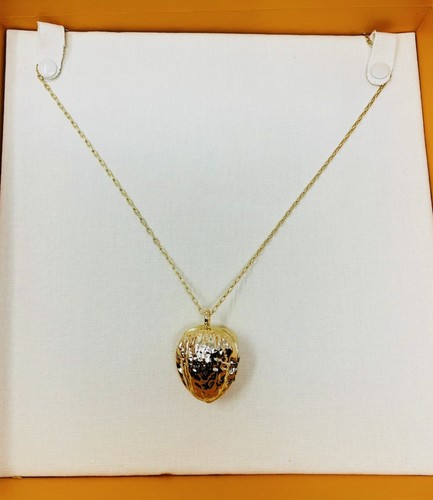 TORY BURCH Walnut Locket Goldtone Long Chain Necklace New
