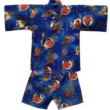 Kinder-Jimbei Warabe blau, K&ouml;rpergr&ouml;&szlig;e 75 - 85 cm, Kimonojacke mit Hose