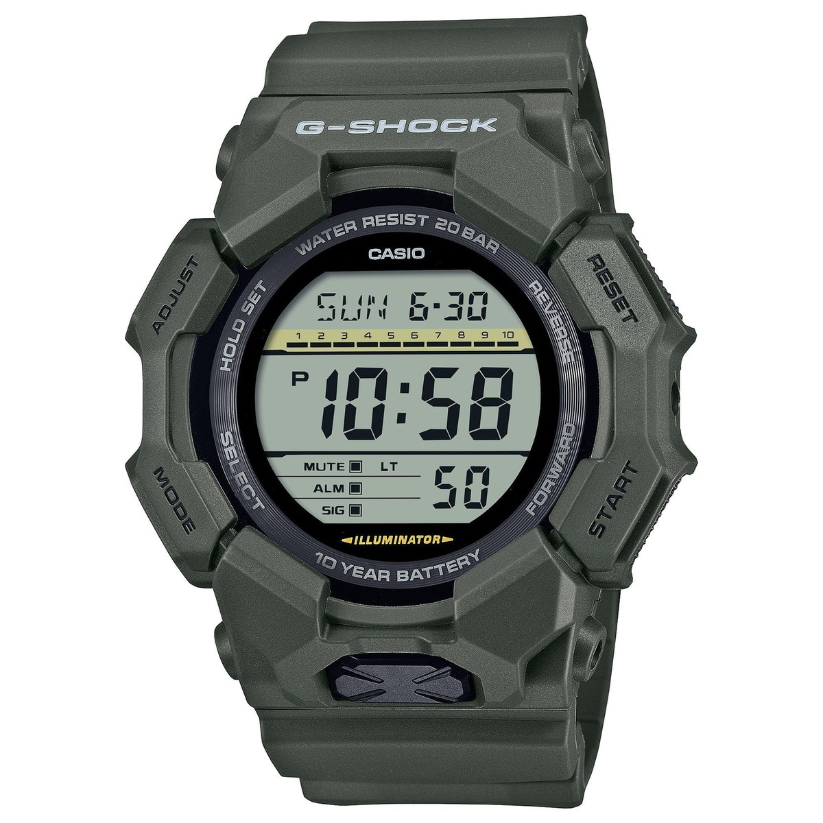 CASIO G-SHOCK オリーブグリーン デジタル腕時計 Casio G-Shock Olive Green Digital 10 Year Battery Watch GD-010-3