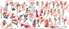 1/6 Scale Pinups and Girl Waterslide Decals for use as Tattoos on Action Figures