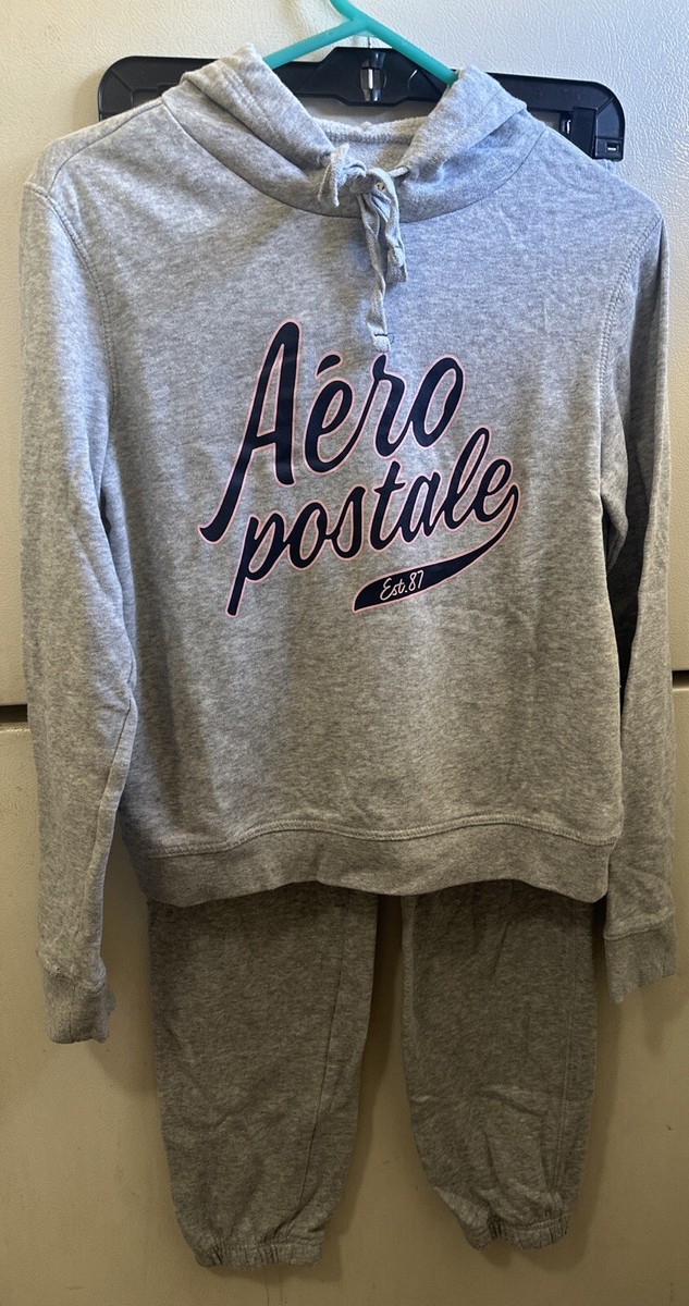 AEROPOSTALE GRAY PULLOVER HOODIE JOGGERS PANTS SET LOGO COZY AEROPOSTALE GRAY PULLOVER HOODIE JOGGERS PANTS SET LOGO COZY