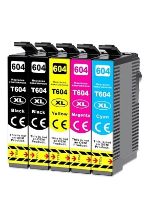 5 Cartucce 604XL EPSON XP-2200 XP-2205 XP-3200 XP-3205 XP-4200 WF2910DWF 2930DW