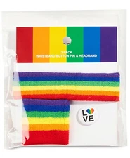 $115 Concept One Men Red Rainbow Wrist Band Cotton Performance Headband One Size