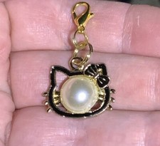 Gold Hello Kitty Charm Zipper Pull  Keychain Add On Clip 