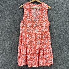 Gap Dress Women M Medium Pink Floral V-Neck Shift Midi Sleeveless Rayon Casual