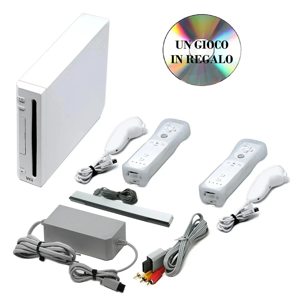 Nintendo Wii Console completa Con 2 Controller 2 nunchuk con 1 Gioco Originale - Immagine 3 di 4