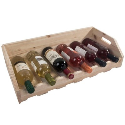 Holz Wein Tablett 6 Flaschen Arbeitsplatte Aufbewahrung Halter Natur Kiefer Flasche Tablett