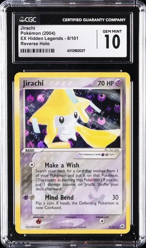 2004 POKEMON EX HIDDEN LEGENDS REVERSE HOLO #8 JIRACHI CGC 10 GEM MINT