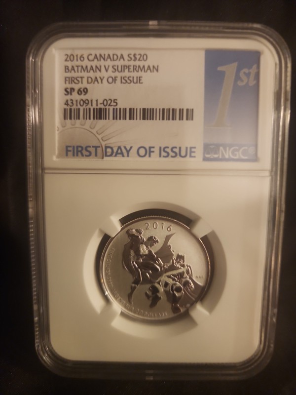2016 NGC SP69 Canada $20 Batman v Superman: Dawn of Justice Fine Silver Coin