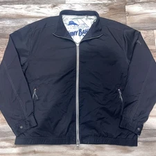 Tommy Bahama Full Zip Black Harrington Blouson Light Bomber Jacket Mens XXL