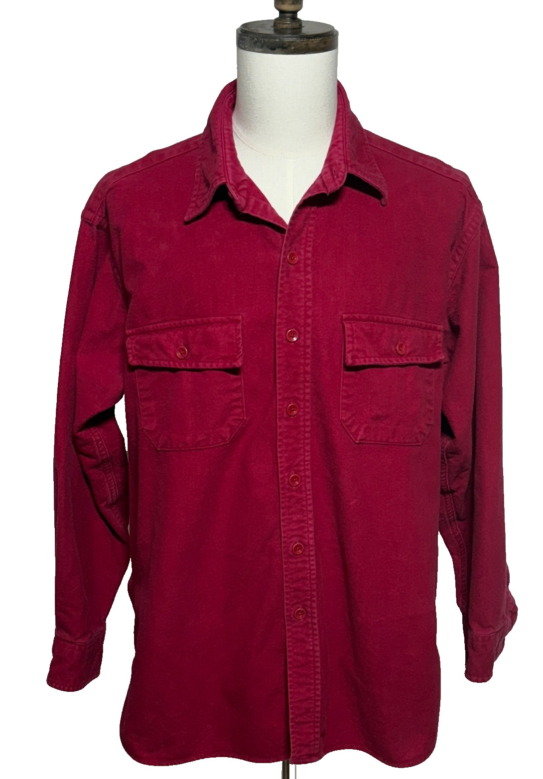 Vintage L. L. Bean Shirt Mens 17.5 Red Chamois Cl… - image 1