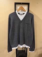 Miu Miu 2025 Cashmere Gray Double Layer V-Neck Sweater