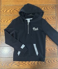 Pink Victoria Secret Womens Hoodie Jacket Size S Sweatshirt Long Sleeve 1/4 Zip
