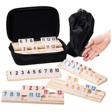 Rummy Cube Game Set for 6 Players with 6 Wooden Racks, 6 players with 160 tiles