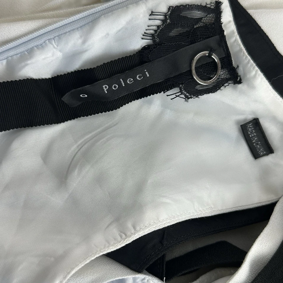 Vestido Poleci Negro Blanco Sin Mangas Arrugas Texturizado Talla 0 Foto 4 de 4