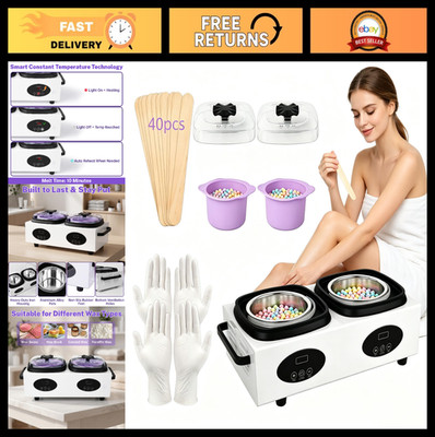 Dual Pot Digital Wax Warmer - 400ml, Temp Control, Hard/Soft Wax Heater, Full Bo