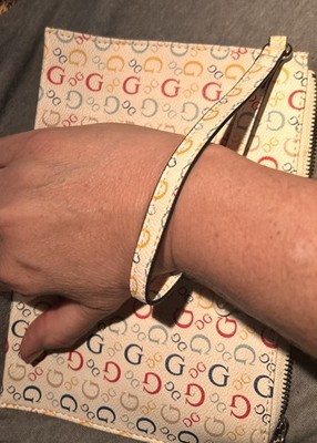Guess Wristlet Wallet Clutch. White. Rainbow Colored Monogram G s 9 x6.5  Unused
