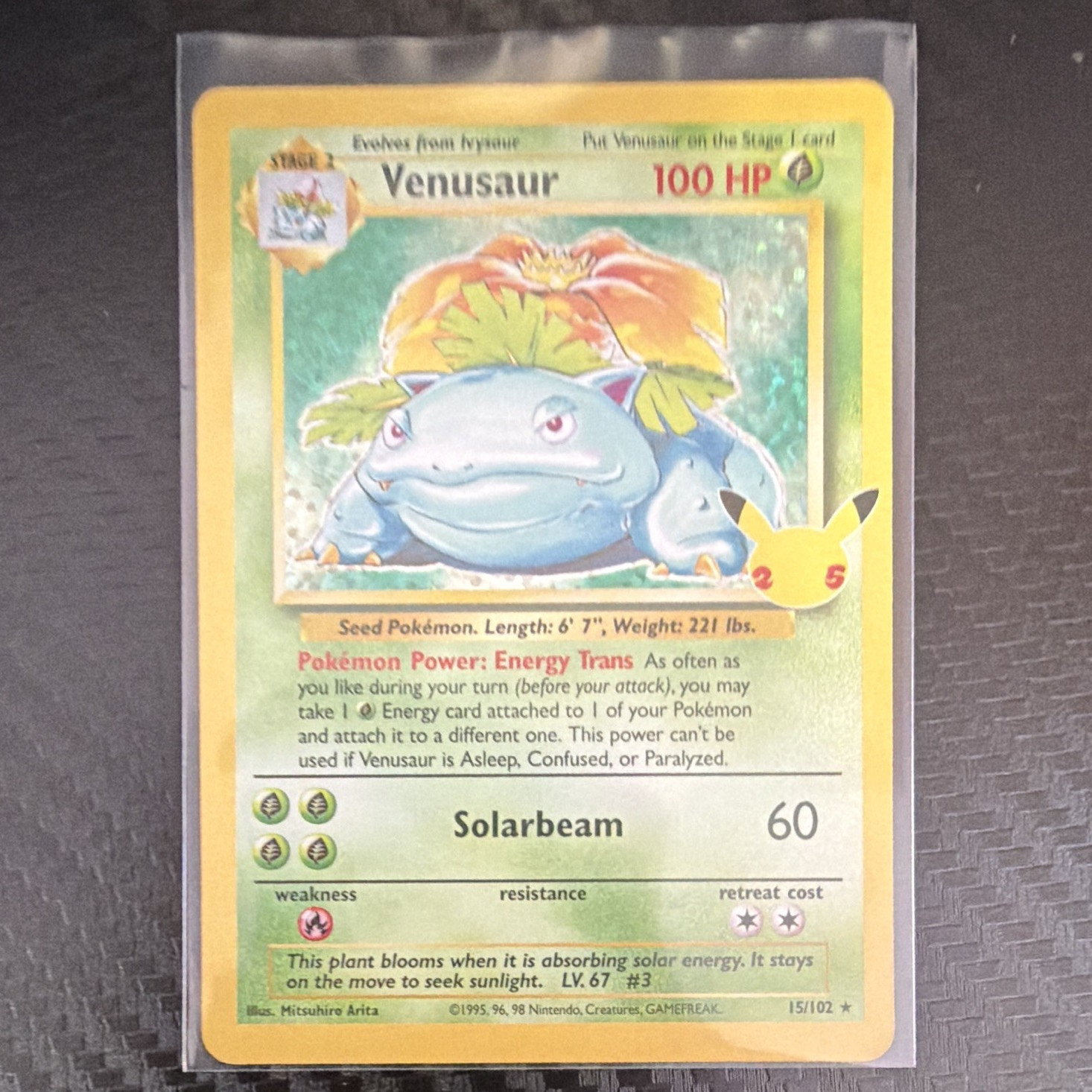 The Pokémon Company Venusaur 15/102 Base Set Holo Rare English 100HP 25th