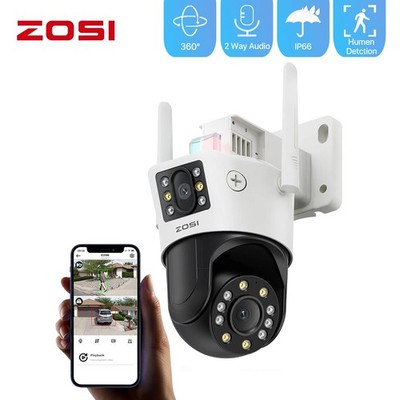 ZOSI 8MP Funk Überwachungskamera Außen Dual Linse(4MP+4MP) Pan Tilt WIFI Kamera