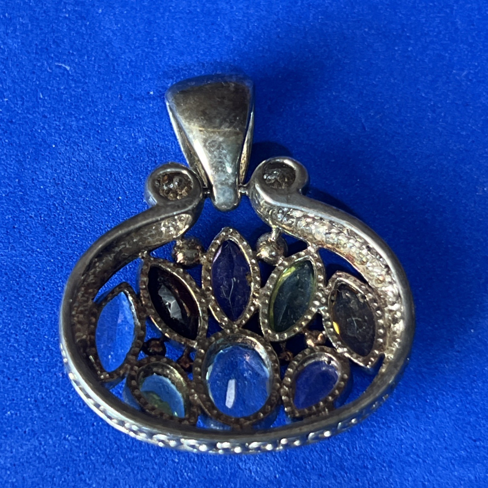 .925 Solid Sterling Silver Large Multi Gemstone S… - image 2